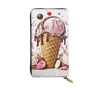 NBSKSDLK Ice Cream Leather Wallet RFID Blocking Credit Card Case Large Capacity Money Organizer with Zipper Pocket - Slim Minimalist Cash Wallet for Men Women Phone Clutch Gift