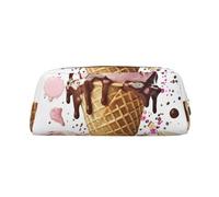 NBSKSDLK Ice Cream Makeup Bag for Women Men Pencil Pouch Travel Small Cosmetic Bag Zippered Toiletry Bags Aesthetic Pen Bags Trendy Storage Bags Leather Coin Pouch Purse, Silver, One Size