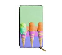 NBSKSDLK Ice cream rainbow gradient Leather Wallet RFID Blocking Credit Card Case Large Capacity Money Organizer with Zipper Pocket - Slim Minimalist Cash Wallet for Men Women Phone Clutch Gift
