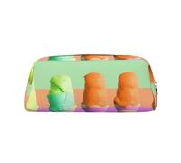 NBSKSDLK Ice cream rainbow gradient Makeup Bag for Women Men Pencil Pouch Travel Small Cosmetic Bag Zippered Toiletry Bags Aesthetic Pen Bags Trendy Storage Bags Leather Coin Pouch Purse, Gold, One
