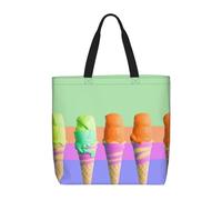 NBSKSDLK Ice cream rainbow gradient Tote Bag Travel Large Shoulder Bag with Zipper Gifts for Women Casual Tote's Handbags Waterproof Beach Bags Lightweight Work Laptop Bag Reusable Grocery Bag
