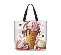 NBSKSDLK Ice Cream Tote Bag Travel Large Shoulder Bag with Zipper Gifts for Women Casual Tote's Handbags Waterproof Beach Bags Lightweight Work Laptop Bag Reusable Grocery Bag
