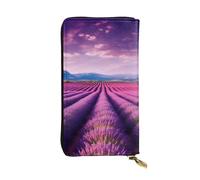 NBSKSDLK lavender fields Leather Wallet RFID Blocking Credit Card Case Large Capacity Money Organizer with Zipper Pocket - Slim Minimalist Cash Wallet for Men Women Phone Clutch Gift