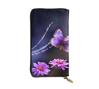 NBSKSDLK Lovely Purple Butterfly Leather Wallet RFID Blocking Credit Card Case Large Capacity Money Organizer with Zipper Pocket - Slim Minimalist Cash Wallet for Men Women Phone Clutch Gift