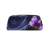 NBSKSDLK Lovely Purple Butterfly Makeup Bag for Women Men Pencil Pouch Travel Small Cosmetic Bag Zippered Toiletry Bags Aesthetic Pen Bags Trendy Storage Bags Leather Coin Pouch Purse, Silver, One