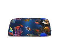 NBSKSDLK Marine life Makeup Bag for Women Men Pencil Pouch Travel Small Cosmetic Bag Zippered Toiletry Bags Aesthetic Pen Bags Trendy Storage Bags Leather Coin Pouch Purse, Gold, One Size