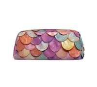 NBSKSDLK Mermaid scales background Makeup Bag for Women Men Pencil Pouch Travel Small Cosmetic Bag Zippered Toiletry Bags Aesthetic Pen Bags Trendy Storage Bags Leather Coin Pouch Purse, Silver, One