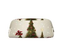 NBSKSDLK Merry christmas Makeup Bag for Women Men Pencil Pouch Travel Small Cosmetic Bag Zippered Toiletry Bags Aesthetic Pen Bags Trendy Storage Bags Leather Coin Pouch Purse, Gold, One Size