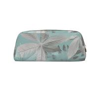 NBSKSDLK Mint Gray Leaves Makeup Bag for Women Men Pencil Pouch Travel Small Cosmetic Bag Zippered Toiletry Bags Aesthetic Pen Bags Trendy Storage Bags Leather Coin Pouch Purse, Gold, One Size