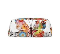 NBSKSDLK Music Butterfly Makeup Bag for Women Men Pencil Pouch Travel Small Cosmetic Bag Zippered Toiletry Bags Aesthetic Pen Bags Trendy Storage Bags Leather Coin Pouch Purse, Silver, One size