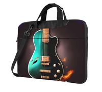 NBSKSDLK Music Green Guitar Laptop Bag, Computer Briefcase Gifts for Men Women, 360 Protective Laptop Shoulder Bag, Black, 13 inch
