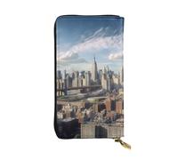 NBSKSDLK New York City Leather Wallet RFID Blocking Credit Card Case Large Capacity Money Organizer with Zipper Pocket - Slim Minimalist Cash Wallet for Men Women Phone Clutch Gift