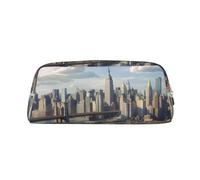 NBSKSDLK New York City Makeup Bag for Women Men Pencil Pouch Travel Small Cosmetic Bag Zippered Toiletry Bags Aesthetic Pen Bags Trendy Storage Bags Leather Coin Pouch Purse, Gold, One Size