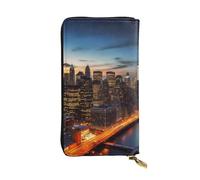 NBSKSDLK New York City Scenery Leather Wallet RFID Blocking Credit Card Case Large Capacity Money Organizer with Zipper Pocket - Slim Minimalist Cash Wallet for Men Women Phone Clutch Gift