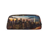 NBSKSDLK New York City Scenery Makeup Bag for Women Men Pencil Pouch Travel Small Cosmetic Bag Zippered Toiletry Bags Aesthetic Pen Bags Trendy Storage Bags Leather Coin Pouch Purse