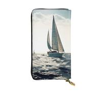 NBSKSDLK Ocean Sailing Leather Wallet RFID Blocking Credit Card Case Large Capacity Money Organizer with Zipper Pocket - Slim Minimalist Cash Wallet for Men Women Phone Clutch Gift