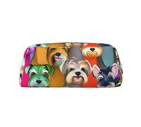 NBSKSDLK Oil Cute Schnauzer Dogs Makeup Bag for Women Men Pencil Pouch Travel Small Cosmetic Bag Zippered Toiletry Bags Aesthetic Pen Bags Trendy Storage Bags Leather Coin Pouch Purse, Gold, One Size
