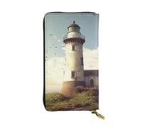 NBSKSDLK Old Lighthouse Leather Wallet RFID Blocking Credit Card Case Large Capacity Money Organizer with Zipper Pocket - Slim Minimalist Cash Wallet for Men Women Phone Clutch Gift