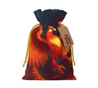 NBSKSDLK Orange Red Phoenix Christmas Gift Bags with Tags & Ribbon Ties, Personalized Santa Sack Xmas Treat Pouch Party Favor Bags Drawstring Christmas Sacks for Holiday Presents Storage Medium