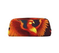 NBSKSDLK Orange Red Phoenix Makeup Bag for Women Men Pencil Pouch Travel Small Cosmetic Bag Zippered Toiletry Bags Aesthetic Pen Bags Trendy Storage Bags Leather Coin Pouch Purse, Gold, One size