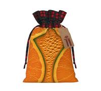 NBSKSDLK Orange texture picture Christmas Gift Bags with Tags & Ribbon Ties, Buffalo Plaid Santa Sack Xmas Treat Pouch Party Favor Bags Drawstring Christmas Sacks for Holiday Presents Storage Small