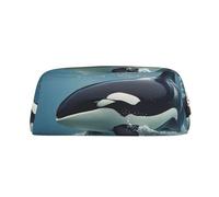NBSKSDLK Orca Killer Whale Makeup Bag for Women Men Pencil Pouch Travel Small Cosmetic Bag Zippered Toiletry Bags Aesthetic Pen Bags Trendy Storage Bags Leather Coin Pouch Purse, Gold, One Size