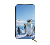 NBSKSDLK Penguin Antarctica Ice Leather Wallet RFID Blocking Credit Card Case Large Capacity Money Organizer with Zipper Pocket - Slim Minimalist Cash Wallet for Men Women Phone Clutch Gift