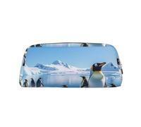 NBSKSDLK Penguin Antarctica Ice Makeup Bag for Women Men Pencil Pouch Travel Small Cosmetic Bag Zippered Toiletry Bags Aesthetic Pen Bags Trendy Storage Bags Leather Coin Pouch Purse, Gold, One Size
