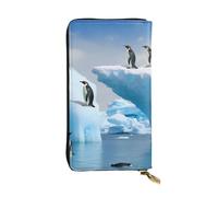 NBSKSDLK Penguins On The Iceberg Leather Wallet RFID Blocking Credit Card Case Large Capacity Money Organizer with Zipper Pocket - Slim Minimalist Cash Wallet for Men Women Phone Clutch Gift
