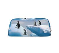NBSKSDLK Penguins On The Iceberg Makeup Bag for Women Men Pencil Pouch Travel Small Cosmetic Bag Zippered Toiletry Bags Aesthetic Pen Bags Trendy Storage Bags Leather Coin Pouch Purse, Gold, One Size