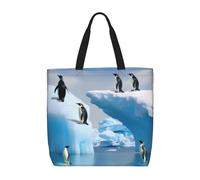 NBSKSDLK Penguins On The Iceberg Tote Bag Travel Large Shoulder Bag with Zipper Gifts for Women Casual Tote's Handbags Waterproof Beach Bags Lightweight Work Laptop Bag Reusable Grocery Bag