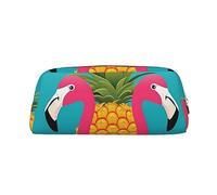 NBSKSDLK Pineapple Flamingo Makeup Bag for Women Men Pencil Pouch Travel Small Cosmetic Bag Zippered Toiletry Bags Aesthetic Pen Bags Trendy Storage Bags Leather Coin Pouch Purse, Gold, One Size