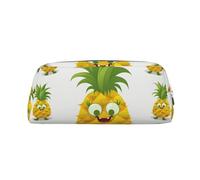 NBSKSDLK Pineapple Makeup Bag for Women Men Pencil Pouch Travel Small Cosmetic Bag Zippered Toiletry Bags Aesthetic Pen Bags Trendy Storage Bags Leather Coin Pouch Purse, Silver, One Size