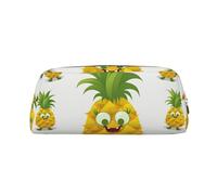 NBSKSDLK Pineapple Makeup Bag for Women Men Pencil Pouch Travel Small Cosmetic Bag Zippered Toiletry Bags Aesthetic Pen Bags Trendy Storage Bags Leather Coin Pouch Purse, Gold, One Size