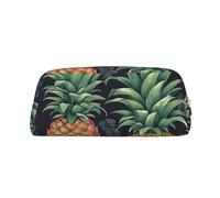 NBSKSDLK Pineapple Makeup Bag for Women Men Pencil Pouch Travel Small Cosmetic Bag Zippered Toiletry Bags Aesthetic Pen Bags Trendy Storage Bags Leather Coin Pouch Purse, Gold, One Size