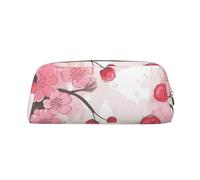 NBSKSDLK Pink Cherry Floral Makeup Bag for Women Men Pencil Pouch Travel Small Cosmetic Bag Zippered Toiletry Bags Aesthetic Pen Bags Trendy Storage Bags Leather Coin Pouch Purse, Gold, One Size