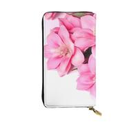 NBSKSDLK Pink Flowers Leather Wallet RFID Blocking Credit Card Case Large Capacity Money Organizer with Zipper Pocket - Slim Minimalist Cash Wallet for Men Women Phone Clutch Gift