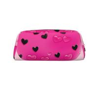 NBSKSDLK Pink Love Heart Makeup Bag for Women Men Pencil Pouch Travel Small Cosmetic Bag Zippered Toiletry Bags Aesthetic Pen Bags Trendy Storage Bags Leather Coin Pouch Purse, Gold, One Size