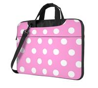 NBSKSDLK Pink Polka Dots Laptop Bag 14 inch, Computer Briefcase Gifts for Men Women, 360 Protective Laptop Shoulder Bag