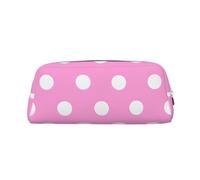 NBSKSDLK Pink Polka Dots Makeup Bag for Women Men Pencil Pouch Travel Small Cosmetic Bag Zippered Toiletry Bags Aesthetic Pen Bags Leather Coin Pouch Purse, Silver, One Size