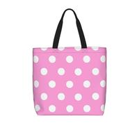 NBSKSDLK Pink Polka Dots Tote Bag Travel Large Shoulder Bag with Zipper Gifts for Women Casual Tote's Handbags Waterproof Beach Bags Lightweight Work Laptop Bag Reusable Grocery Bag