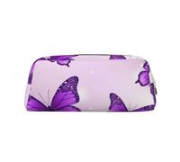 NBSKSDLK Purple Butterflies Makeup Bag for Women Men Pencil Pouch Travel Small Cosmetic Bag Zippered Toiletry Bags Aesthetic Pen Bags Trendy Storage Bags Leather Coin Pouch Purse, Gold, One size