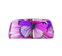 NBSKSDLK Purple butterfly and flower Makeup Bag for Women Men Pencil Pouch Travel Small Cosmetic Bag Zippered Toiletry Bags Aesthetic Pen Bags Trendy Storage Bags Leather Coin Pouch Purse, Silver, One