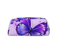 NBSKSDLK Purple Butterfly Makeup Bag for Women Men Pencil Pouch Travel Small Cosmetic Bag Zippered Toiletry Bags Aesthetic Pen Bags Trendy Storage Bags Leather Coin Pouch Purse, Gold, One size