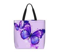 NBSKSDLK Purple Butterfly Tote Bag Travel Large Shoulder Bag with Zipper Gifts for Women Casual Tote's Handbags Waterproof Beach Bags Lightweight Work Laptop Bag Reusable Grocery Bag