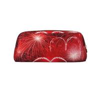 NBSKSDLK Red Fireworks Makeup Bag for Women Men Pencil Pouch Travel Small Cosmetic Bag Zippered Toiletry Bags Aesthetic Pen Bags Trendy Storage Bags Leather Coin Pouch Purse, Gold, One size