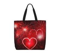 NBSKSDLK Red Fireworks Tote Bag Travel Large Shoulder Bag with Zipper Gifts for Women Casual Tote's Handbags Waterproof Beach Bags Lightweight Work Laptop Bag Reusable Grocery Bag