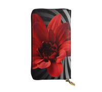 NBSKSDLK Red Flower Leather Wallet RFID Blocking Credit Card Case Large Capacity Money Organizer with Zipper Pocket - Slim Minimalist Cash Wallet for Men Women Phone Clutch Gift