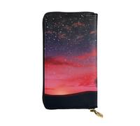 NBSKSDLK Red Sky at Night Starry Leather Wallet RFID Blocking Credit Card Case Large Capacity Money Organizer with Zipper Pocket - Slim Minimalist Cash Wallet for Men Women Phone Clutch Gift