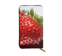 NBSKSDLK Red Strawberry Fruit Leather Wallet RFID Blocking Credit Card Case Large Capacity Money Organizer with Zipper Pocket - Slim Minimalist Cash Wallet for Men Women Phone Clutch Gift